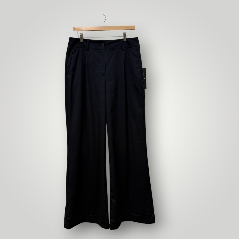 Tuckernuck Womens Navy Blue Wide Leg Cuffed Trousers Pants Large NWT